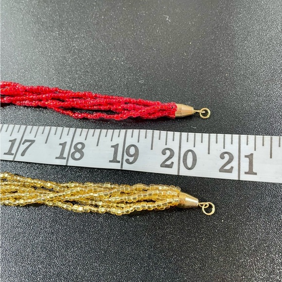 Vintage Elegant Red and Gold Beaded Necklace - Picture 9 of 11